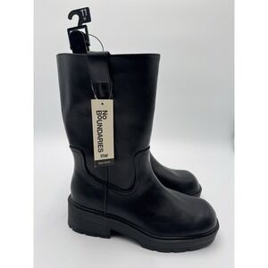 No Boundaries Women's SIZE 11W Pull On Lug Sole Boots color Black NWT No Box